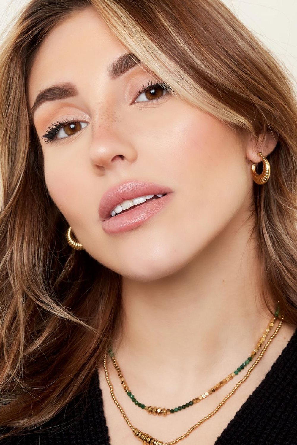 Halskette Grundsteine Grau & Goldfarbe Hämatit h5Bild2